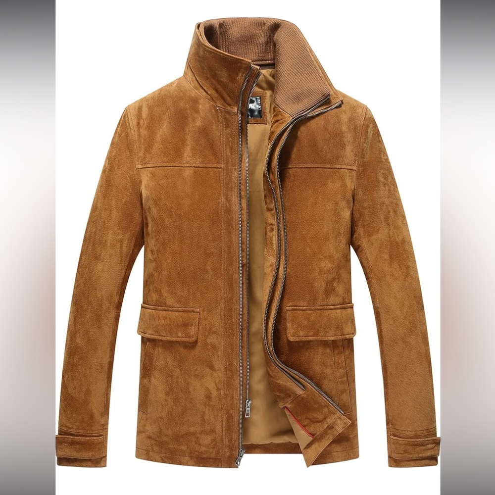 Men’s Flavor Classic Brown Suede  Leather Jacket